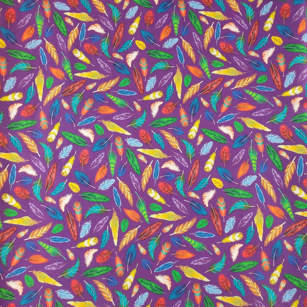 QT Fabrics Vibrant Feathers on Purple 1 3/4 yards (63
