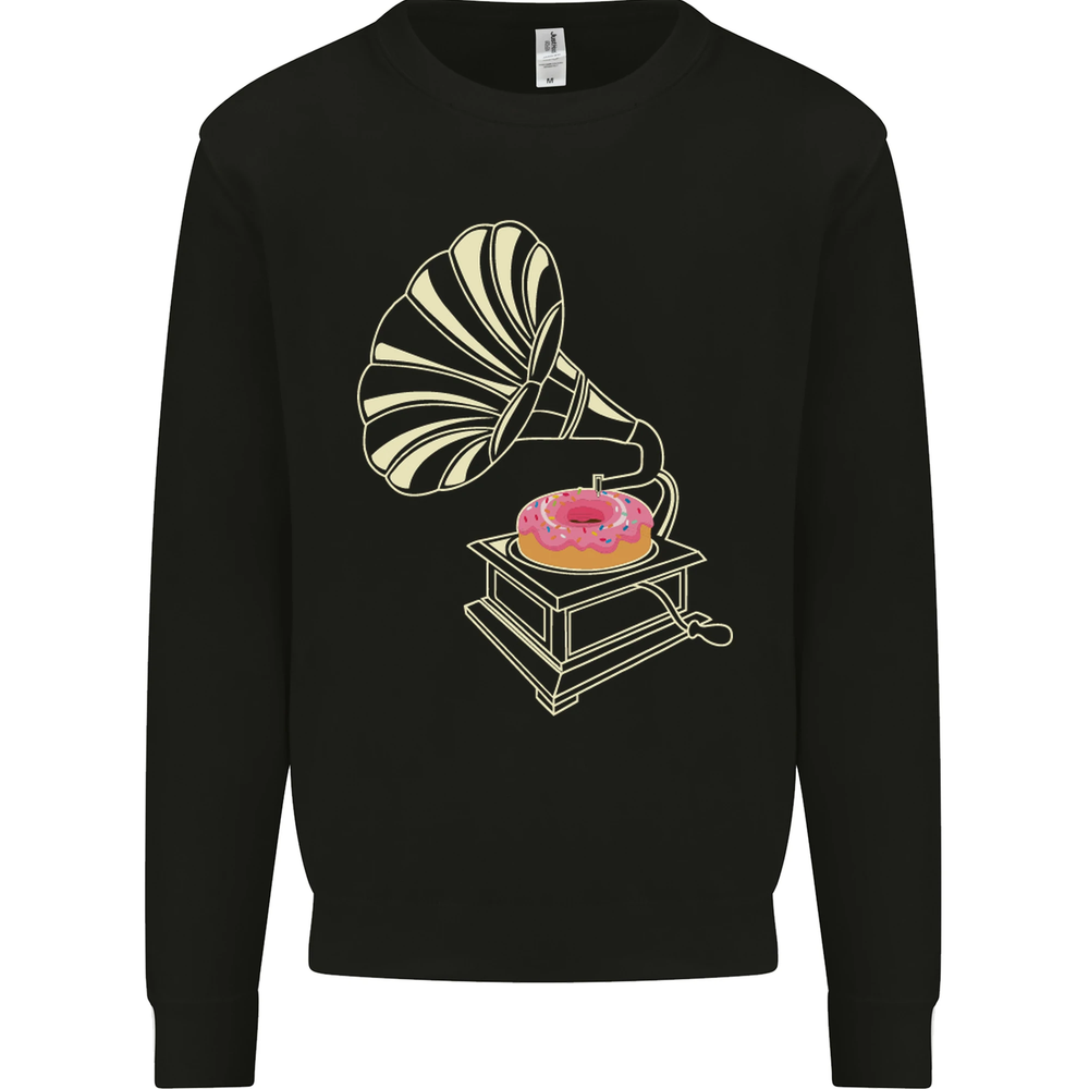 Gramophone Donut Music DJ Vinyl Funny Mens Sweatshirt Jumper