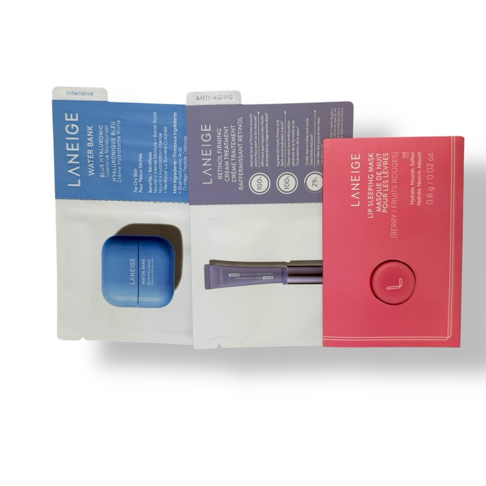 Laneige Trio Sample Pack Lip Sleeping Mask Berry Water Bank Firming Cream