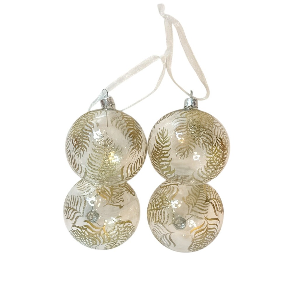 3.5-Inch Hand-Blown Gold Glitter Christmas Ornaments Set of 3