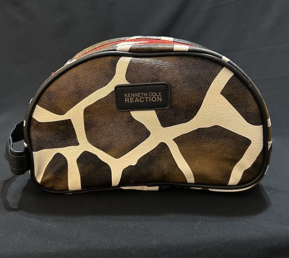 Kenneth Cole Reaction Cosmetics Toiletry Travel Bag Double Zippers Animal Print