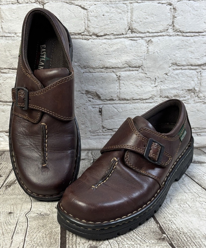 Eastland Brown Leather Syracuse Slip-On Shoes Women’s 7M Buckle Casual Comfort