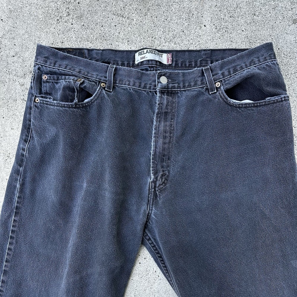 Levi's 550 Jeans Mens Black 40x30 Relaxed Straight Reconstructed Patched Denim