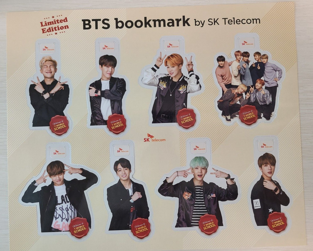 BTS GROUP[SKT Official Photo Bookmark Limited Edition Photocard Mini Poster Set]