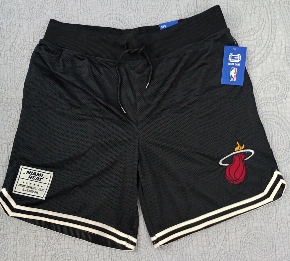 Miami Heat Ultra Game Mesh Black Gym Class Basketball Shorts Size XL NBA