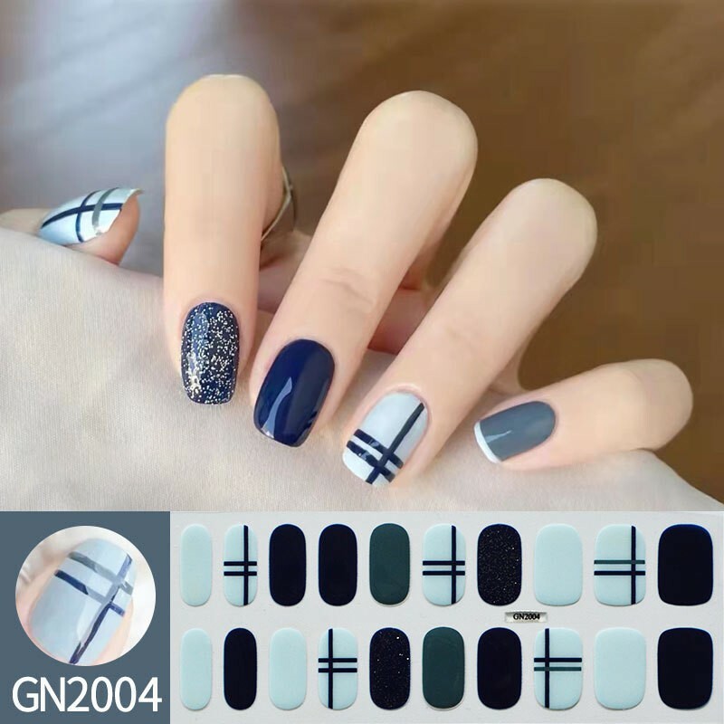 20 Gel Nail Wraps - Soft Glossy Finish, 5 Stylish Designs