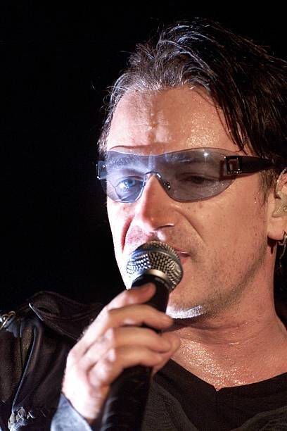 Bono on stage in Earls Court London on 8 21 2001 after hearing his- Old Photo 9