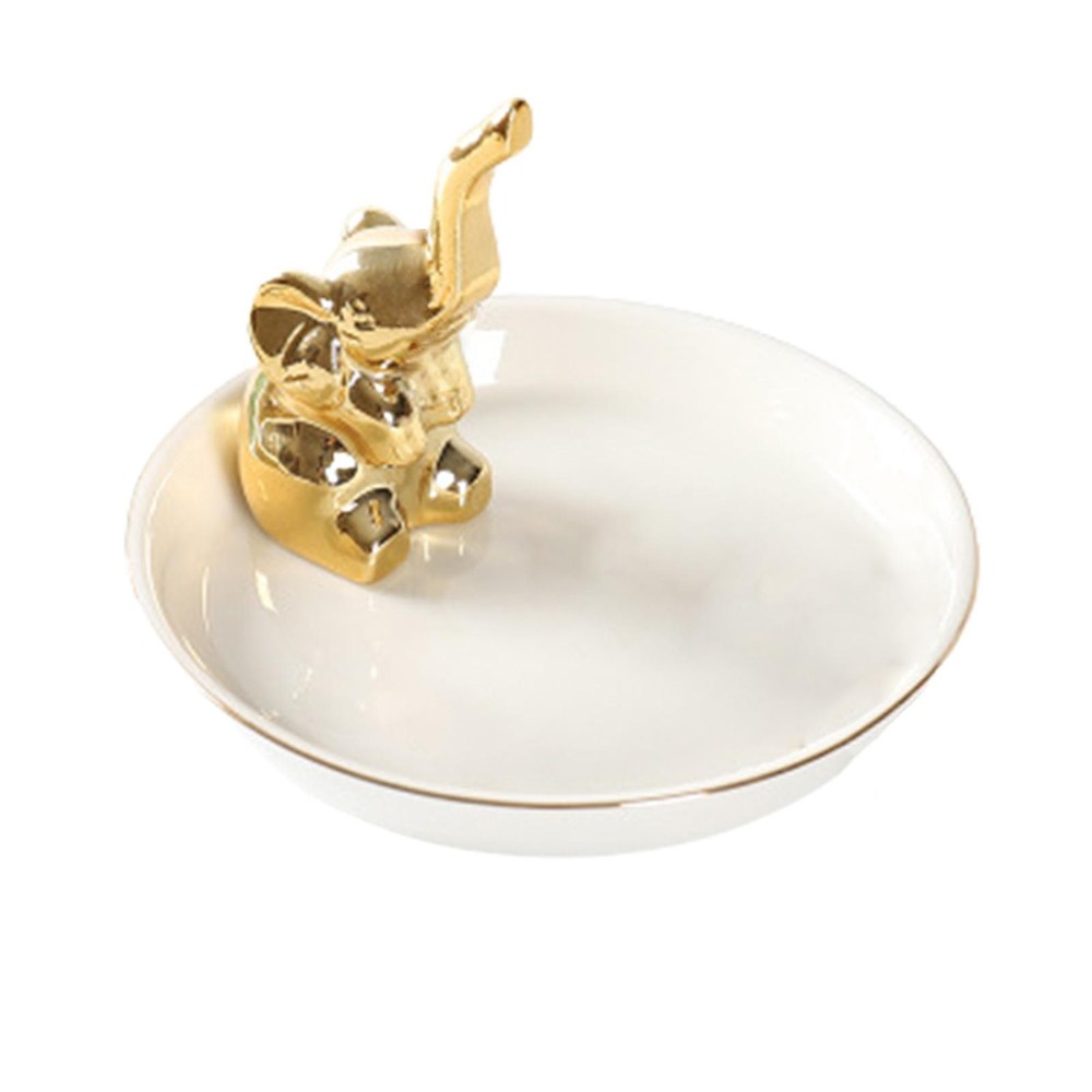 Ceramic Elephant Jewelry Dish Organizer for Necklaces Gold Multicolor Small Gift