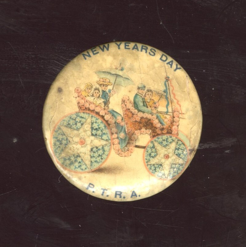 1900 Rose Bowl Parade New Year's Day PTRA Pin with Paper Backing VSCARDS-image