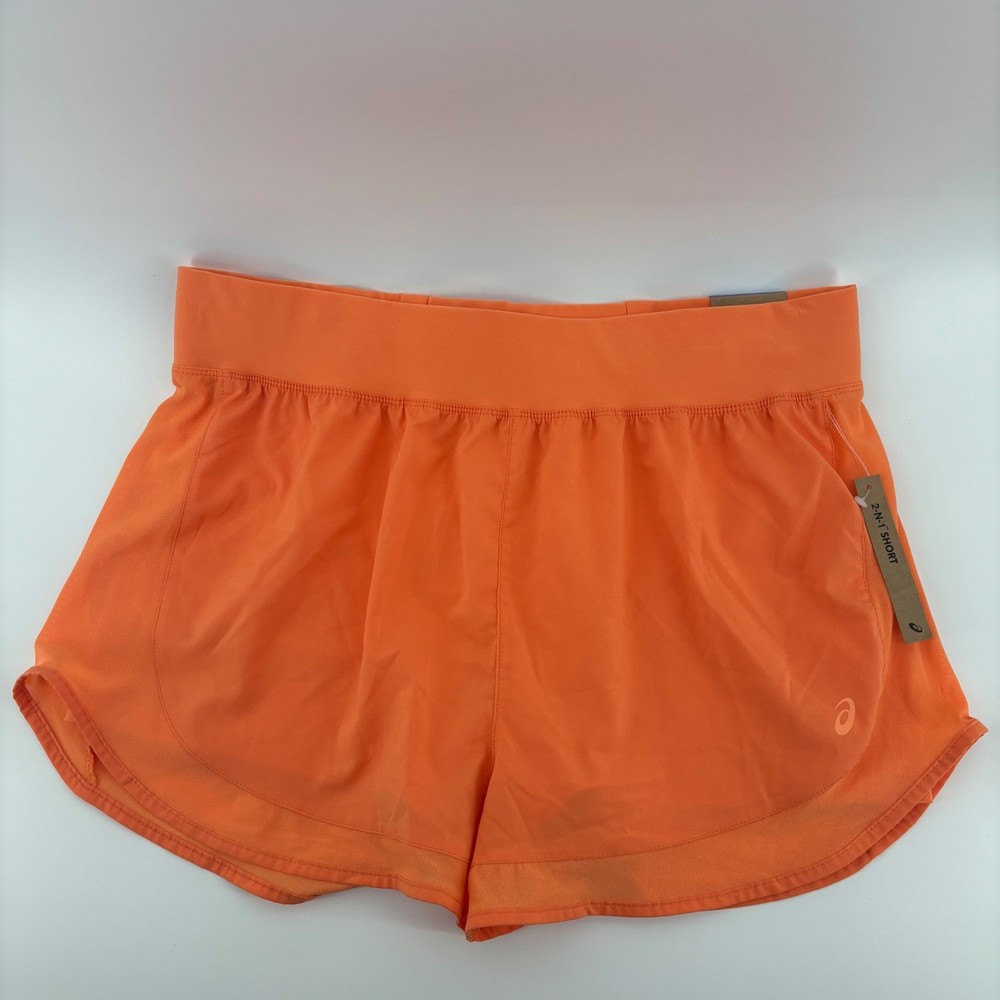 ASICS 2-in-1 Running Shorts Women XL Orange New ACSH3794WS5 Athletic Liner