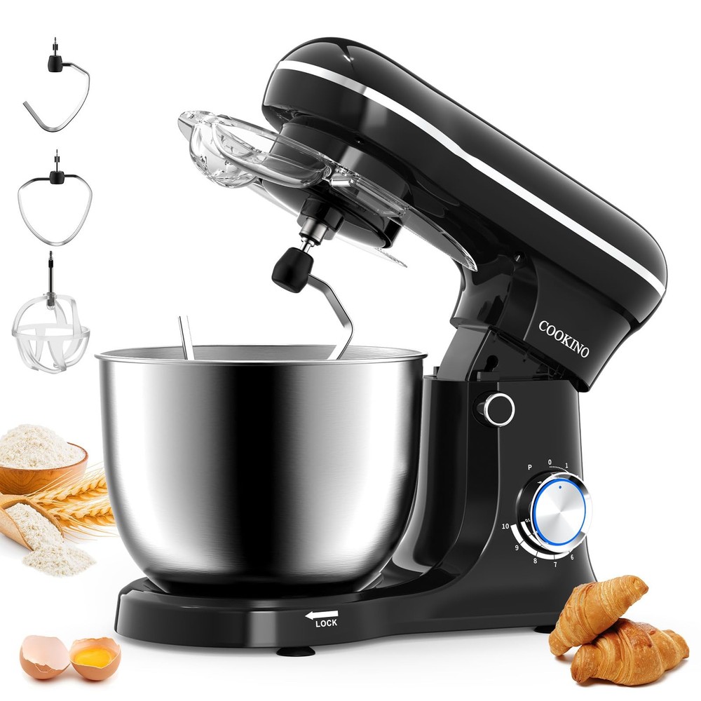 10-Speed Tilt-Head Electric Stand Mixer - 3-in-1 Kitchen Mixer for Baking & Cooking