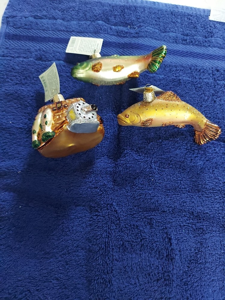 Old World Christmas Ornament, Fish And Creel
