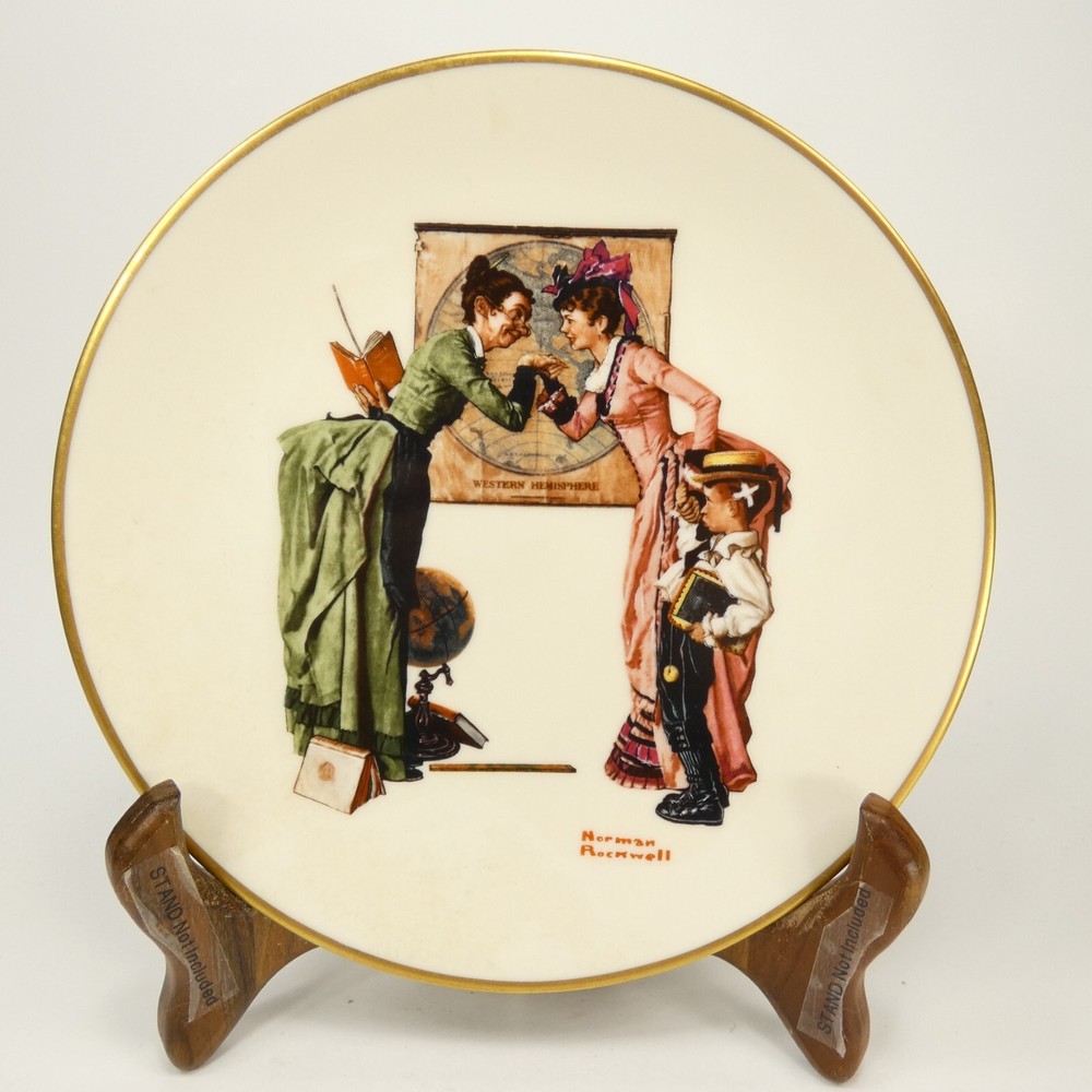 Back To School by Norman Rockwell Gorham China Plate Danbury Mint   FHJ1V-image
