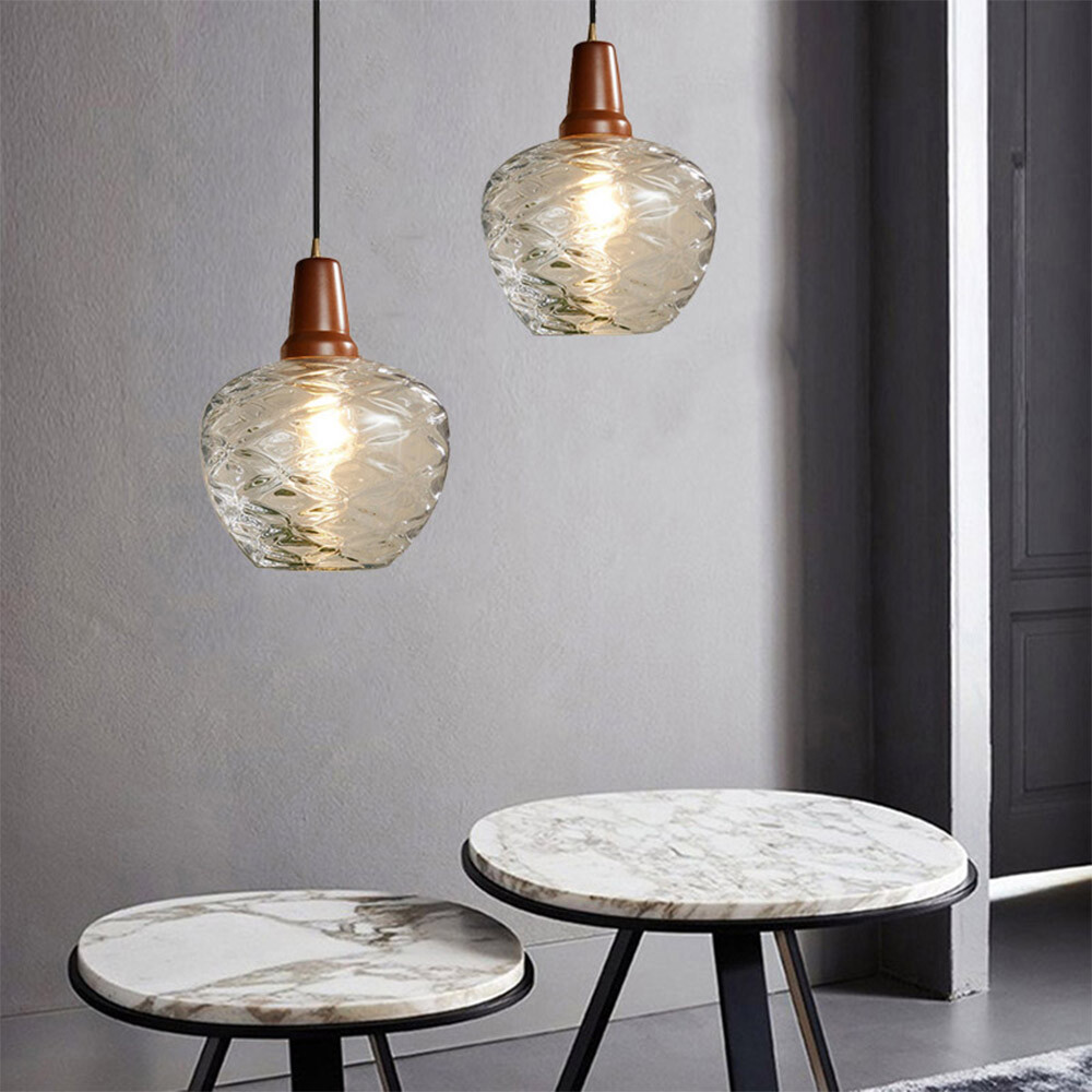 Minimalist Semi Flush Mount Ceiling Light with Water Ripple Glass Shade