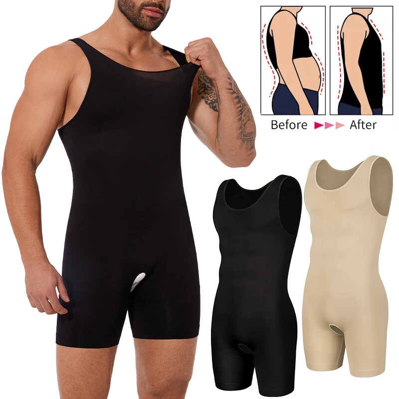 Men's Seamless Compression Shapewear Sleeveless Full Body Shaper Underwear