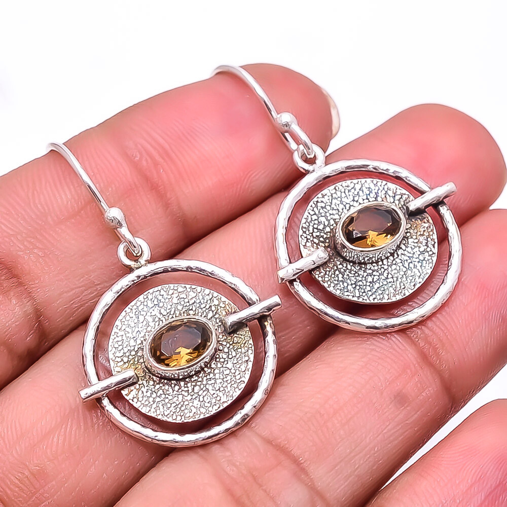 Smokey Gemstone 925 Sterling Silver Earring 1.56