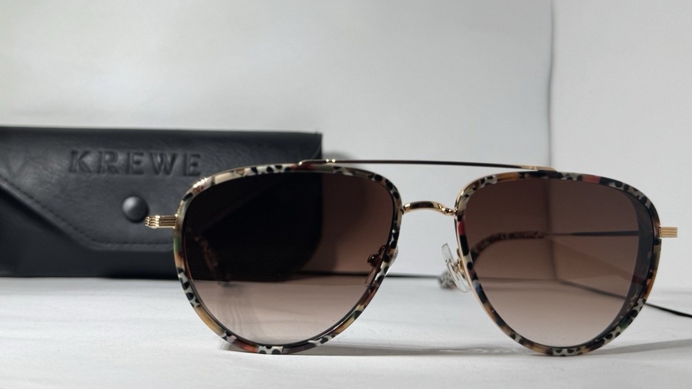 KREWE Coleman 18K + Poppy Noir  Sunglasses (Includes Leather Case)