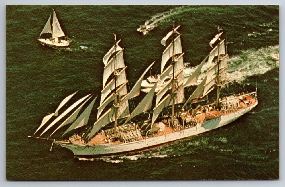 C1980 Dar Pomorza Training Ship Narragansett Bay RI Vintage Postcard