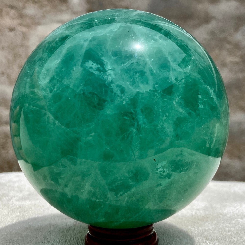 3.3LB Natural Green Fluorite Crystal Sphere for Reiki Healing Energy