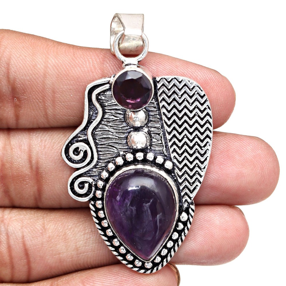 Amethyst Pendant Earrings Set with Necklace Gift