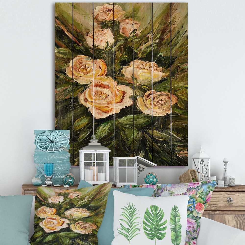 Designart 'Four VIntage Pink Roses' Traditional Print on