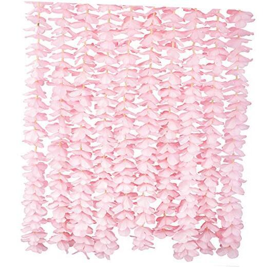 10 Pack / 78 inch Wisteria Artificial Fake Hanging Flowers Silk Vine Pink