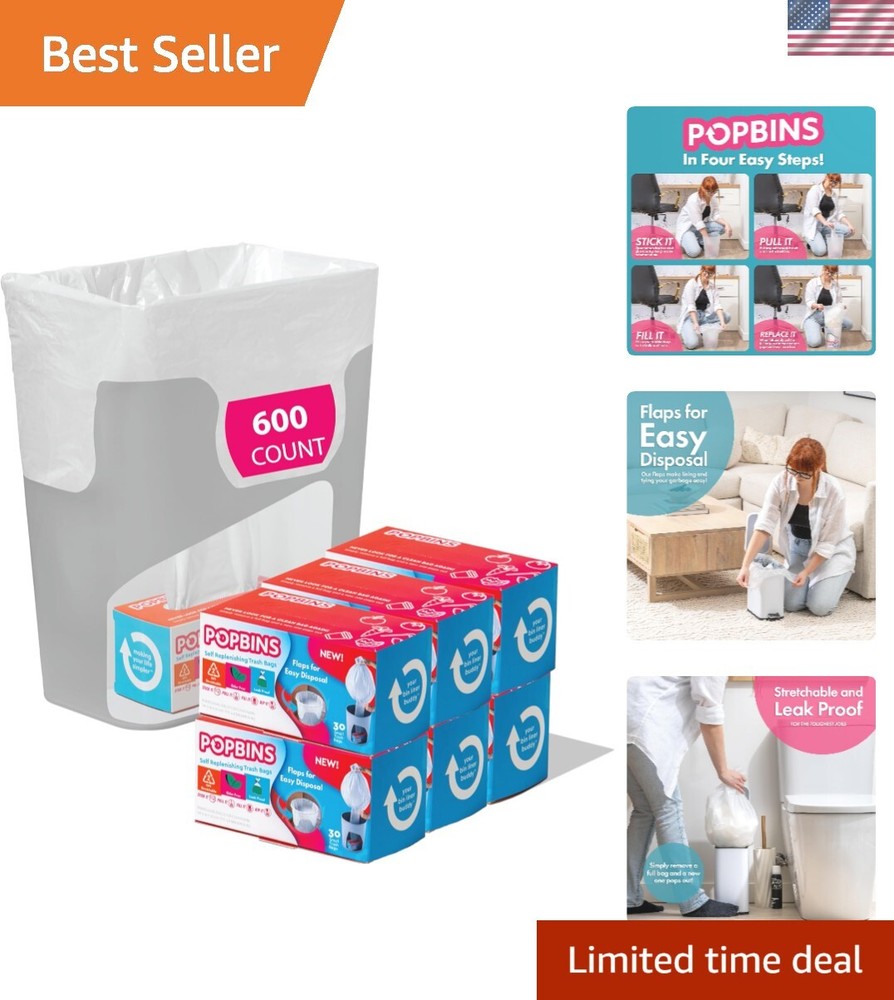 Trash Bags - Small Garbage Bags, Clear Trash Can Liners for Bathroom Bins, Be...