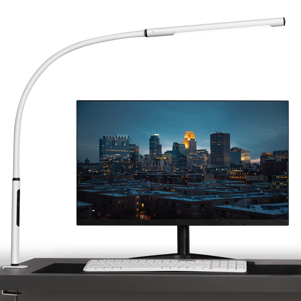 Eye-Caring Desk Lamp, Gooseneck Lamp with Clamp, Swing Arm Desk Light, Adjust...