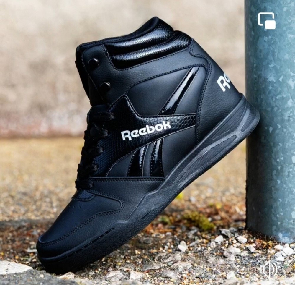 Reebok Royal With Hiddwn Wedge Sneaker Court Casual Shoe Black Women's Sz 10.5