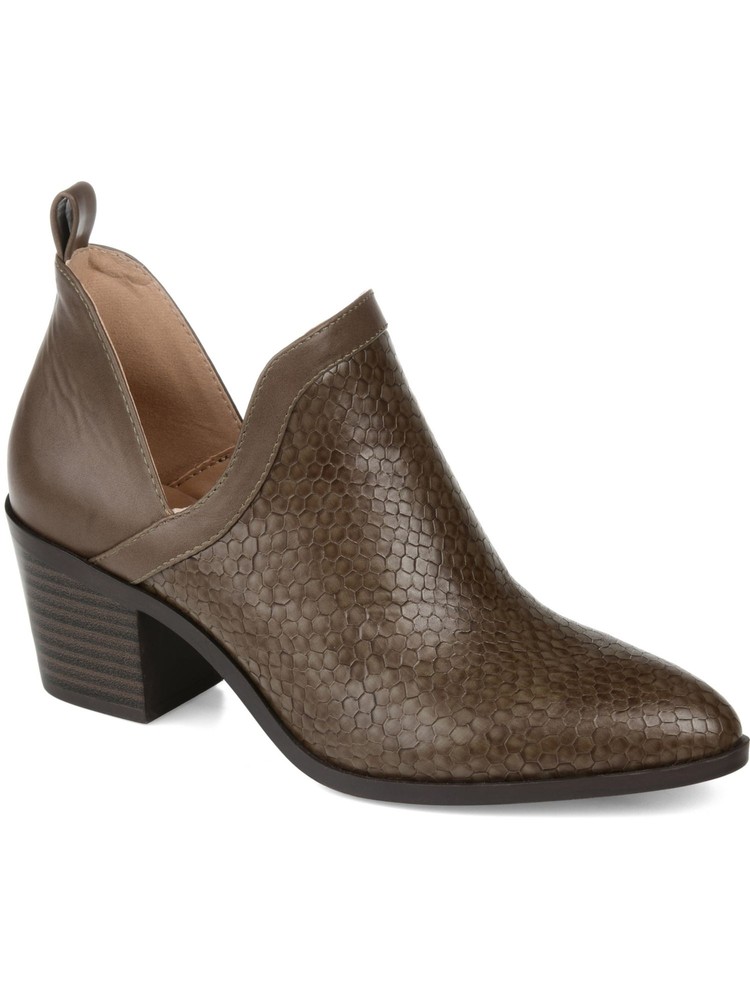 JOURNEE COLLECTION Womens Brown Snake Back Terri Block Heel Slip On Booties 11