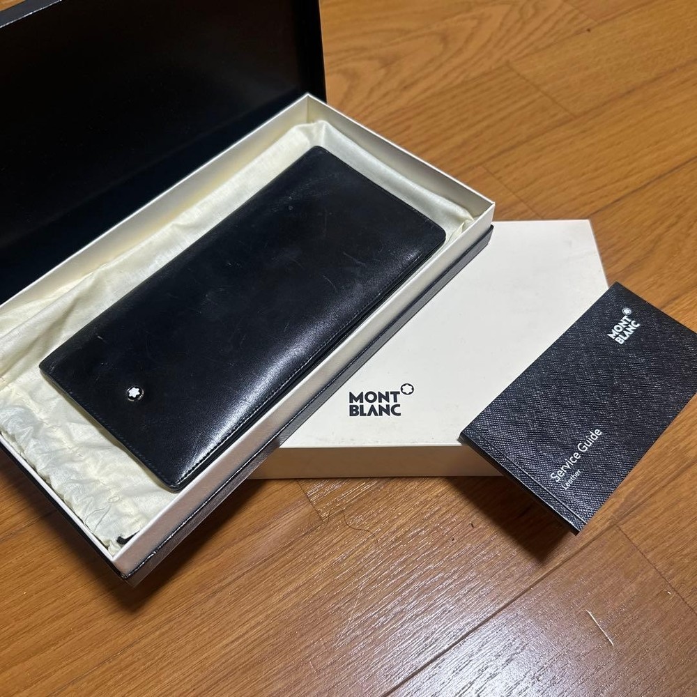 Montblanc Meisterstuck Long Bifold Wallet Black Leather with Box and Dust Bag