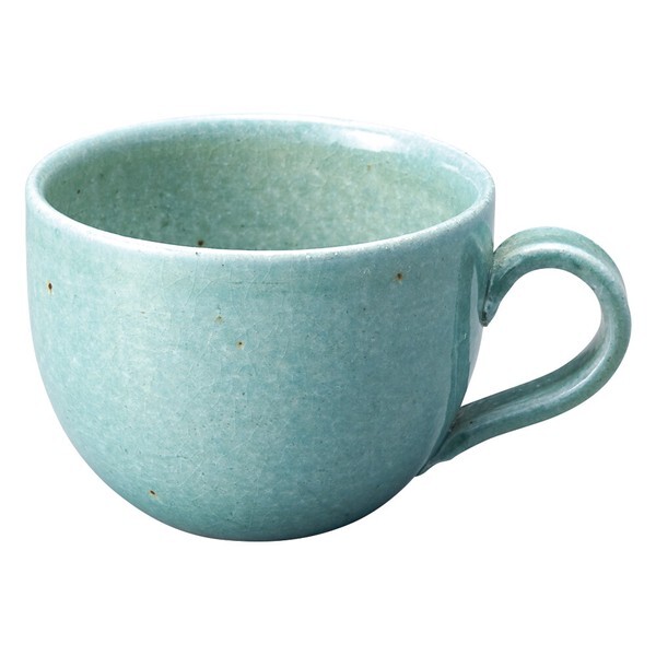 Shigaraki yaki ware pottery coffee tea cup Mug Glossy blue glaze Japanese