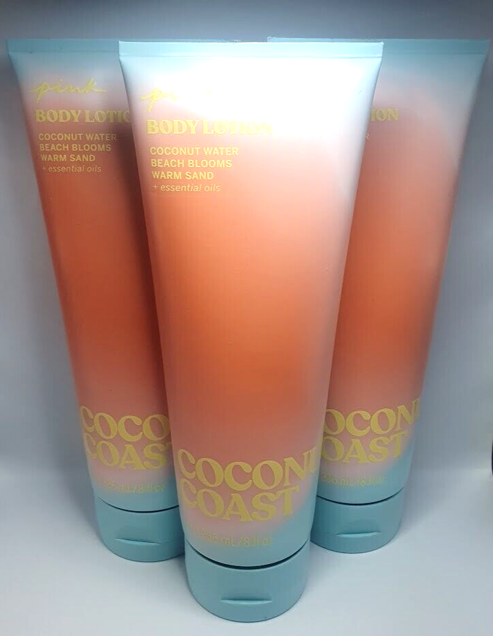 VICTORIA'S SECRET PINK COCONUT COAST BODY LOTION 8.0 FL OZ (SET OF 3)