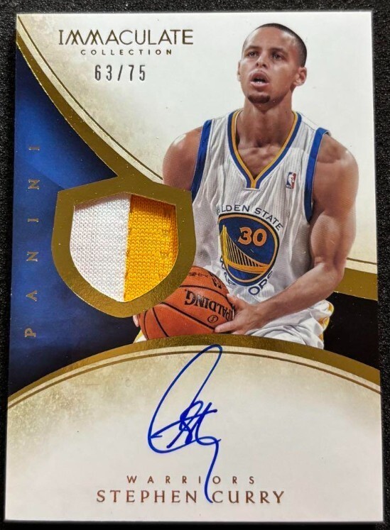 2013-14 Panini Immaculate Stephen Curry Patch Auto 63/75 #154 Near mint
