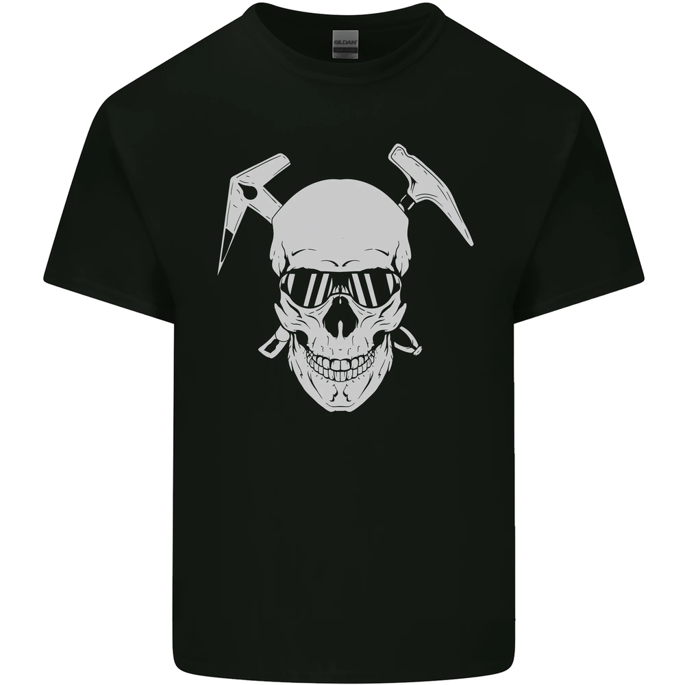 Rock Climbing Skull Mountain Climber Mens Cotton T-Shirt Tee Top