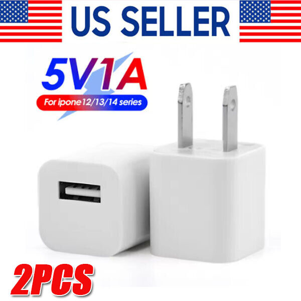 White 1A USB AC Wall Charger for iPhone 5 6 7 8 with US Plug Lot