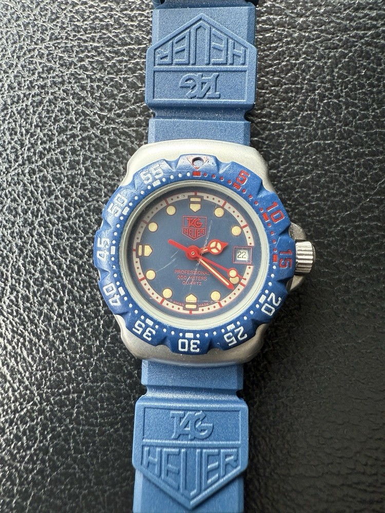 Vintage Tag Heuer Formula 1 28mm Swiss Blue Red Silver Watch