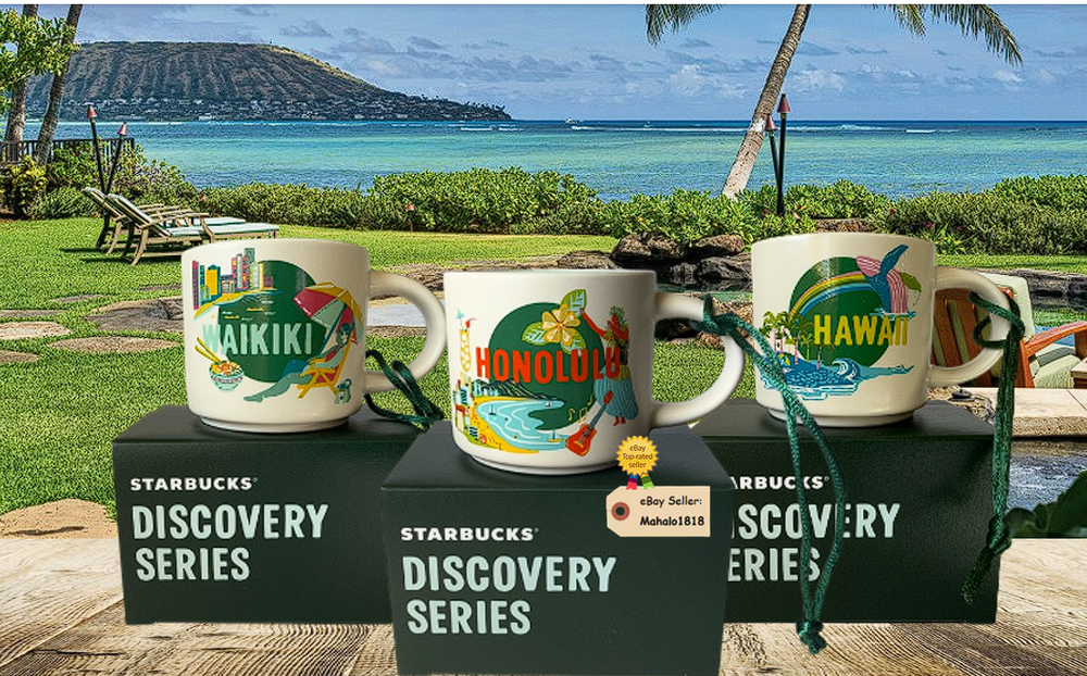 Starbucks Discovery Series Hawaii Waikiki Honolulu Bundle Ornament 2oz New