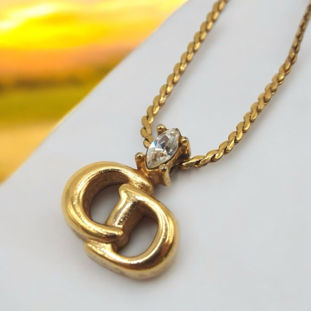 Dior Signature CD Logo Pendant Necklace in Gold Tone