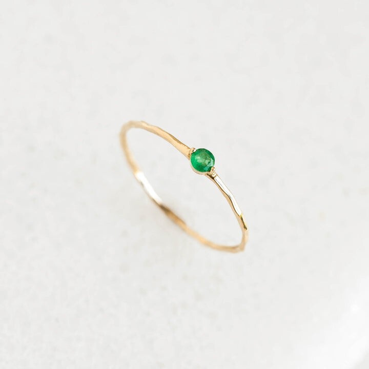 Natural Green Beryl Gold Plated Sterling Silver Ring