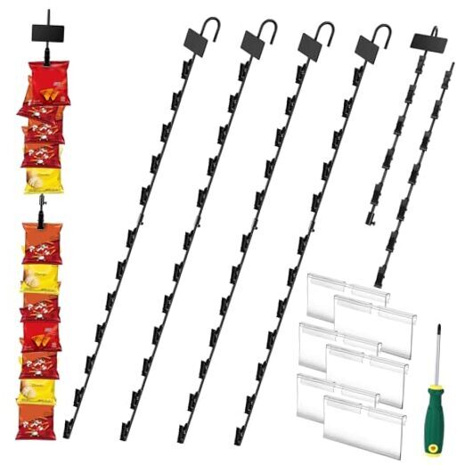 6-Pack 33in Hanging Merchandise Strips with 12 Hooks – Chip Rack