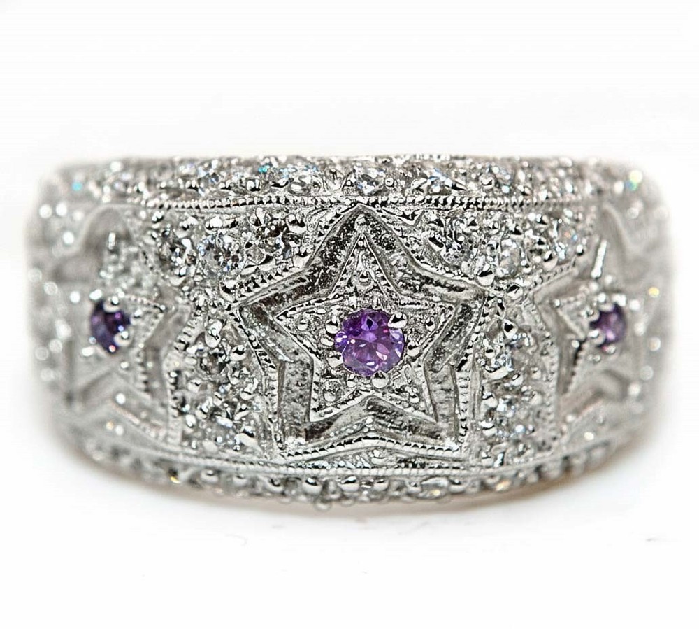 1CT Amethyst & Topaz 925 Solid Sterling Silver Ring Jewelry Sz 6,7,8 ZB7