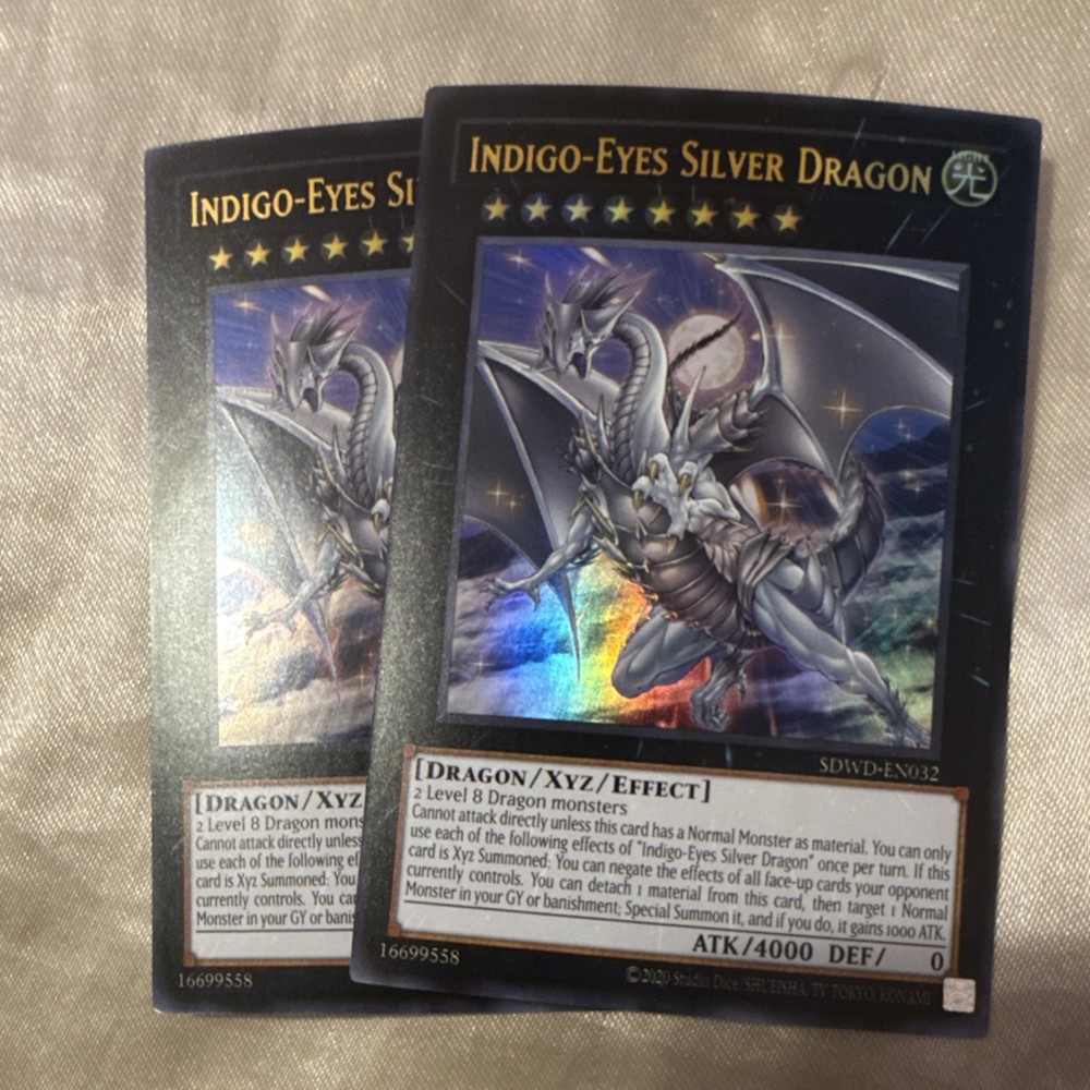 Indigo-Eyes Silver Dragon SDWD-EN032 Dragon Xyz Effect Holo Lot 2 Cards