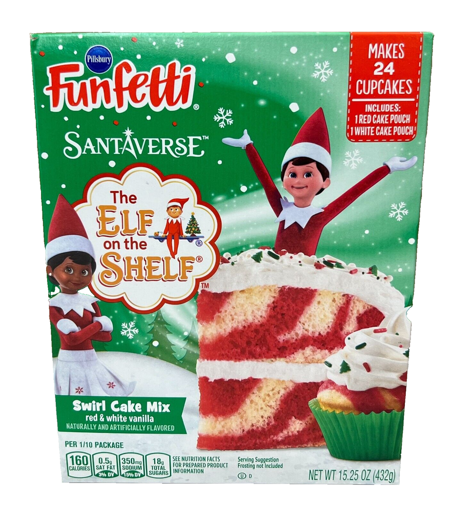 Pillsbury Funfetti Elf On The Shelf Red & White Swirl Cake Mix 15.25 oz