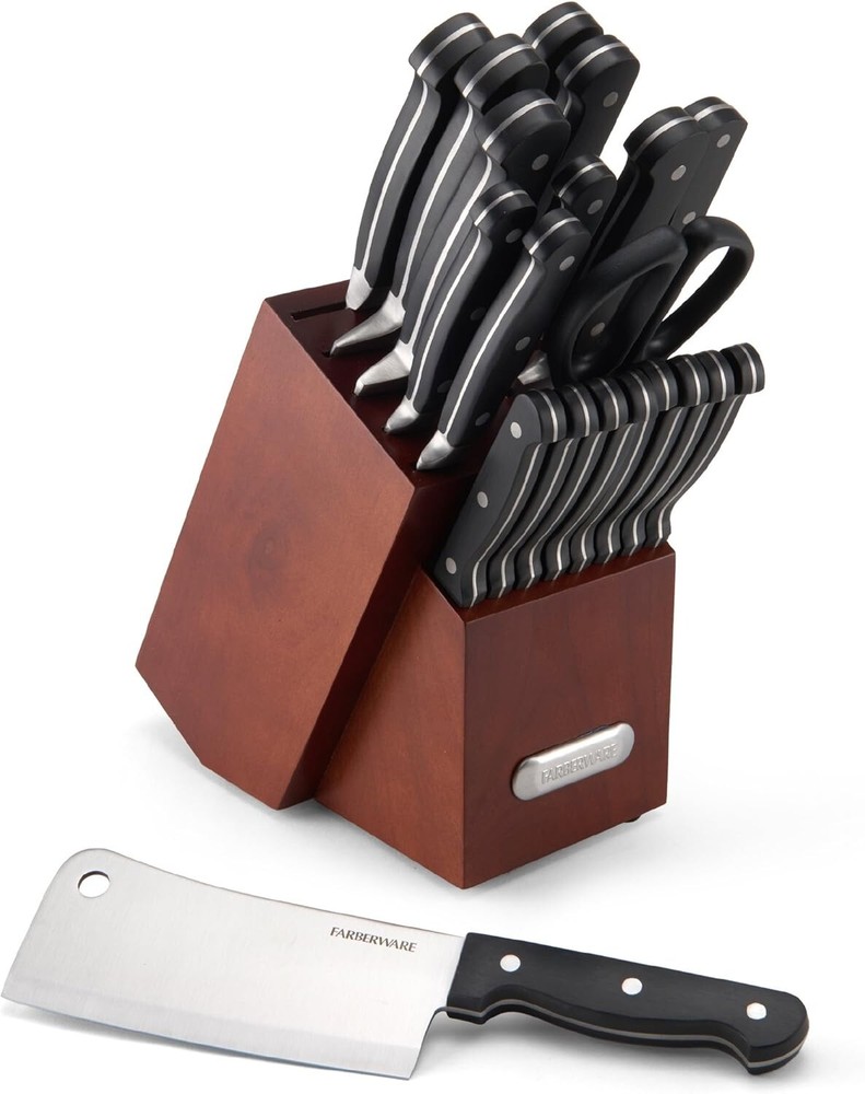 Farberware Forged Triple Rivet 21-Piece Knife Block Set W/ Edgekeeper Sharpener