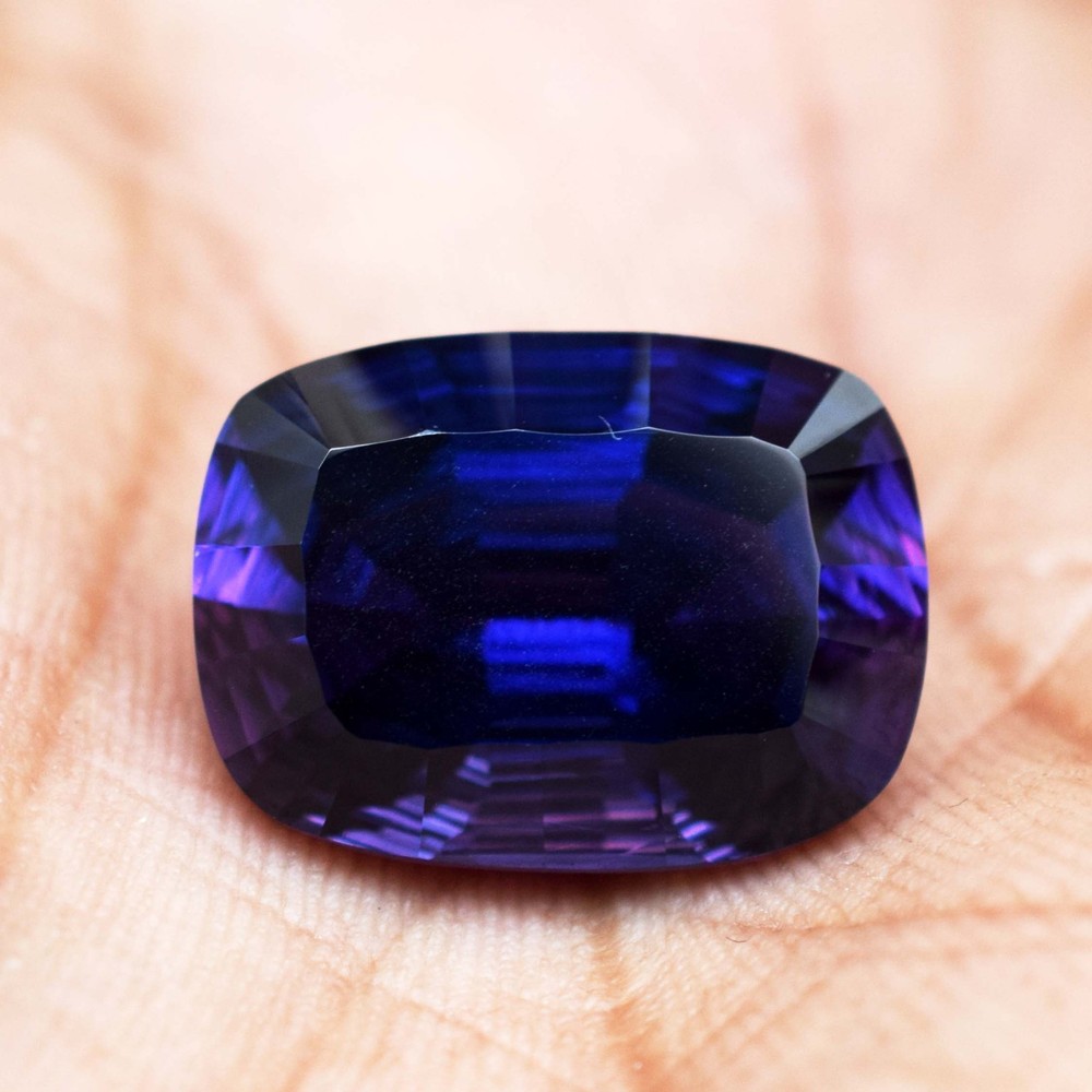 20.30 CT Montana Natural Purple Blue Sapphire Master Cushion Cut Certified Gem