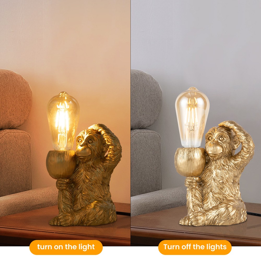 Modern Table Light Gold Monkey Desk Lamp Unique Resin Monkey Lighting Fixture