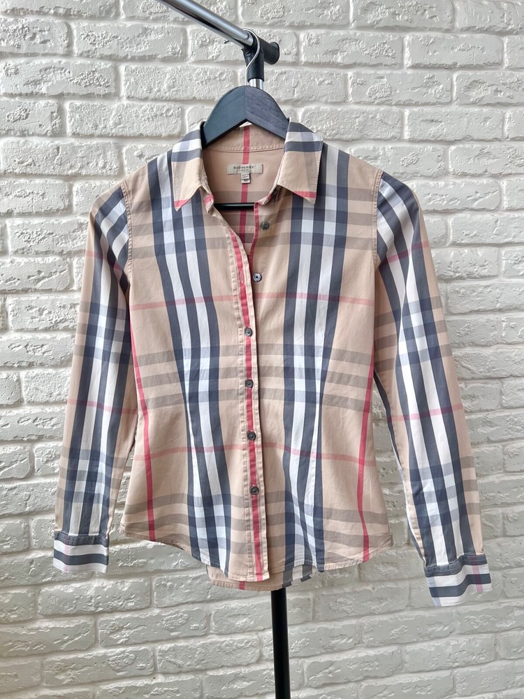 Burberry London Vintage Nova Check Button Up Shirt Women's Size XS