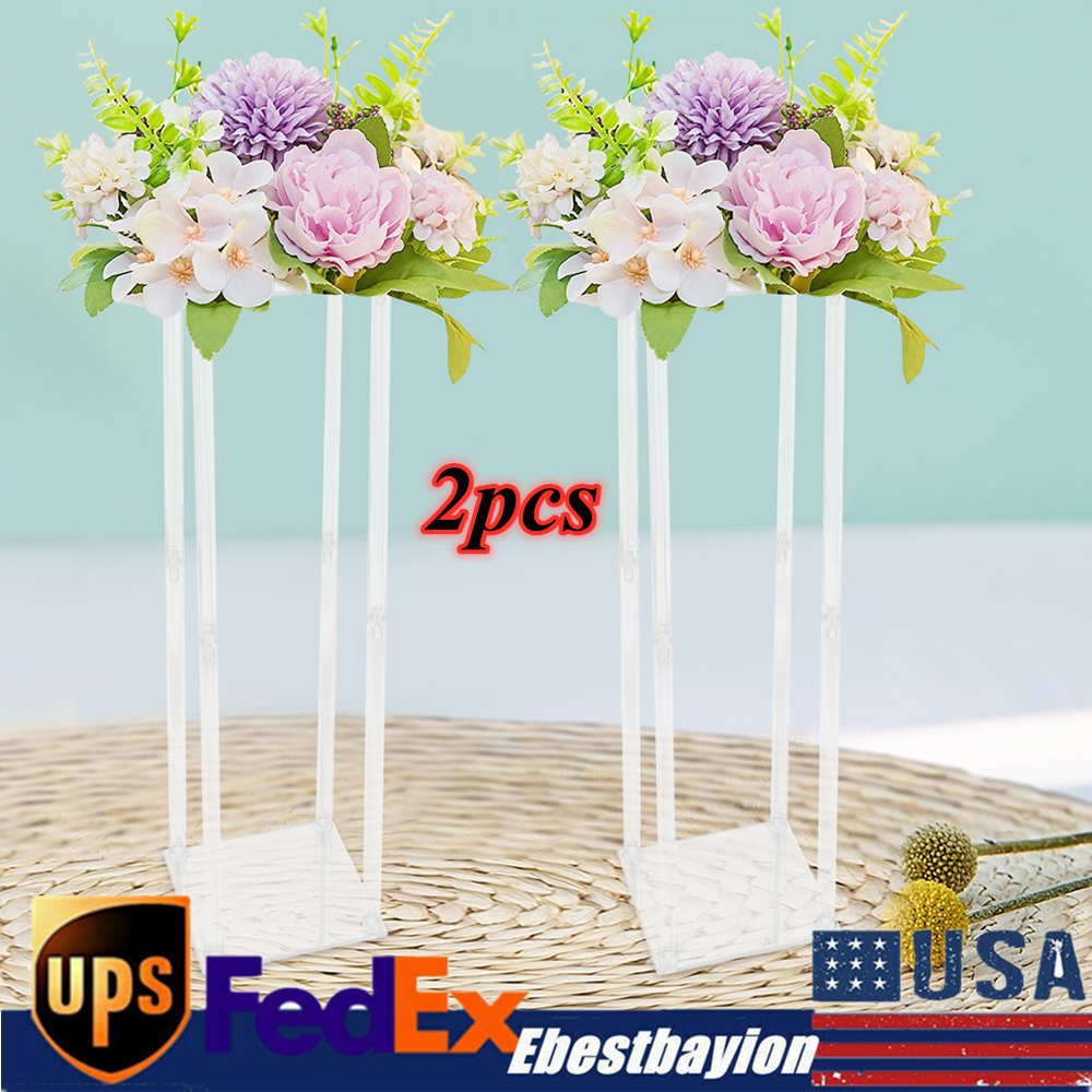 80cm Wedding Flower Stand Acrylic Geometric Flower Vase Column Stand Party Decor