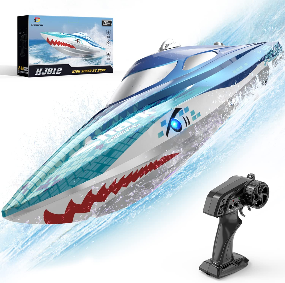 High-Speed 20+ MPH LED Shark RC Boat with Proportional Control-image